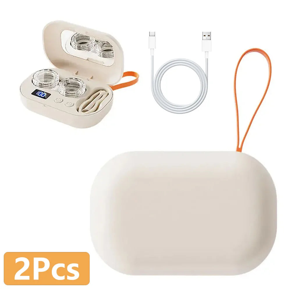 Rechargable Portable Ultrasonic Contact Lens Cleaner Machine Fit Disposal Soft Lens, Colored Contact Lens, RGP Lens and OK Lens