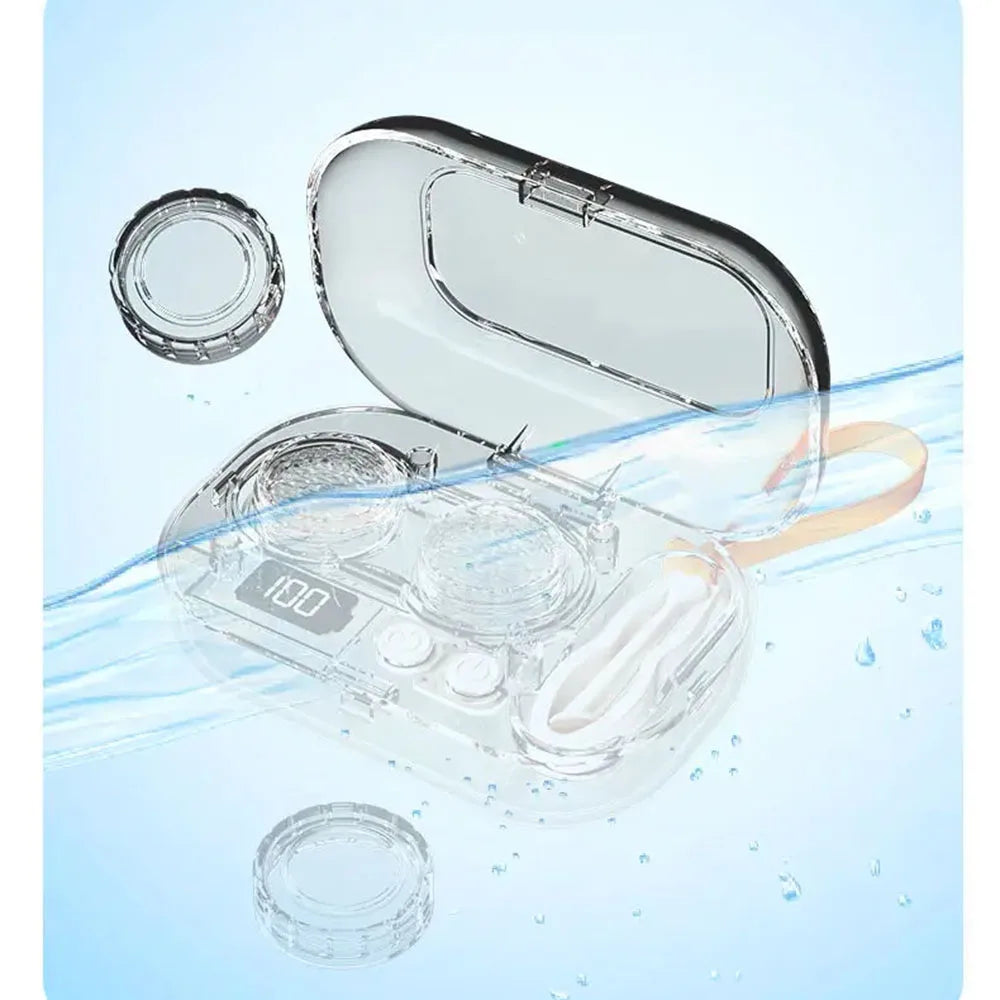 Rechargable Portable Ultrasonic Contact Lens Cleaner Machine Fit Disposal Soft Lens, Colored Contact Lens, RGP Lens and OK Lens