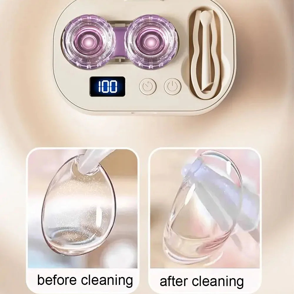 Rechargable Portable Ultrasonic Contact Lens Cleaner Machine Fit Disposal Soft Lens, Colored Contact Lens, RGP Lens and OK Lens