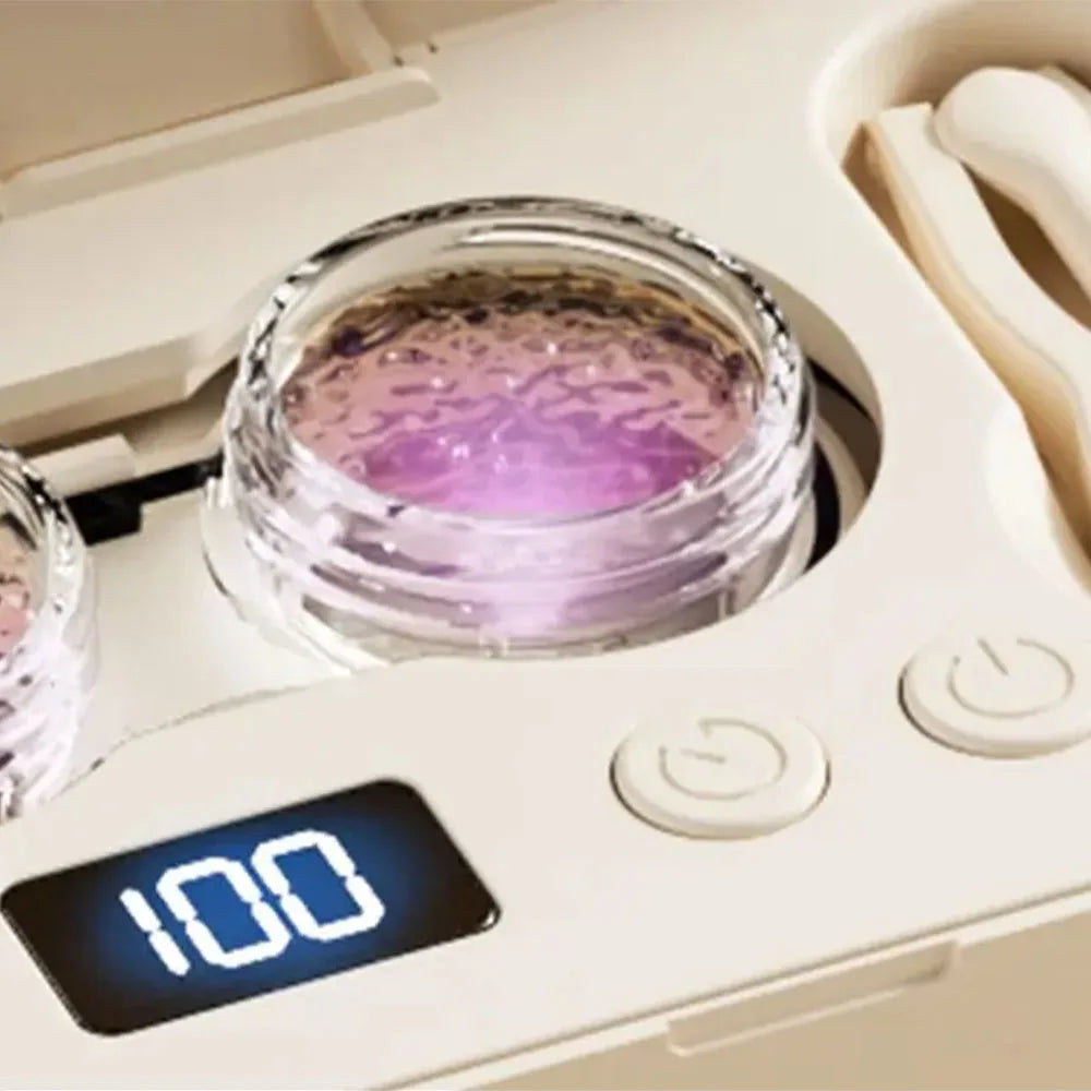 Rechargable Portable Ultrasonic Contact Lens Cleaner Machine Fit Disposal Soft Lens, Colored Contact Lens, RGP Lens and OK Lens