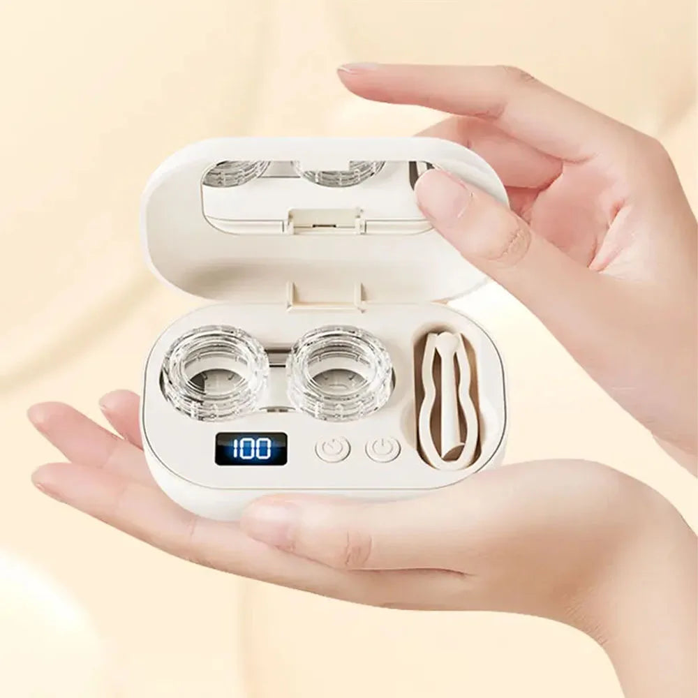 Rechargable Portable Ultrasonic Contact Lens Cleaner Machine Fit Disposal Soft Lens, Colored Contact Lens, RGP Lens and OK Lens