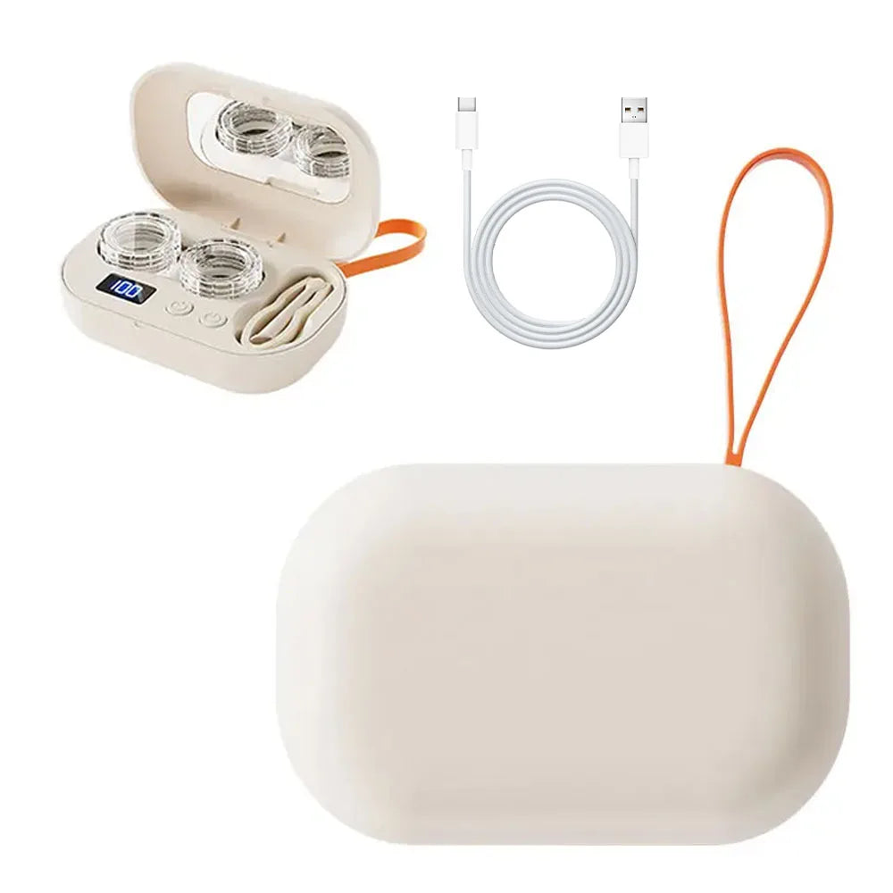 Rechargable Portable Ultrasonic Contact Lens Cleaner Machine Fit Disposal Soft Lens, Colored Contact Lens, RGP Lens and OK Lens